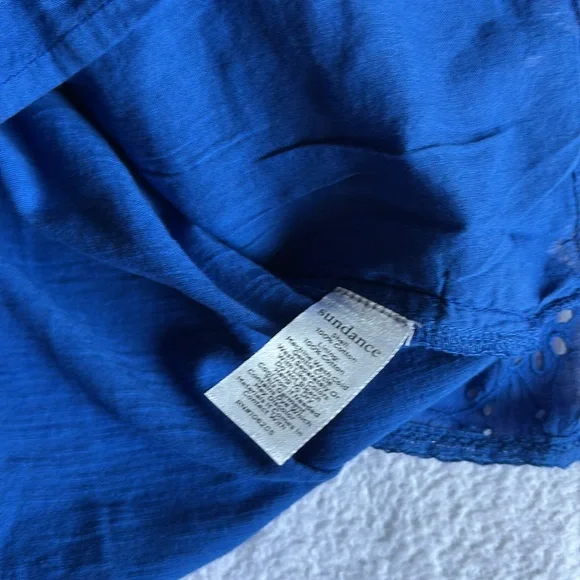 Sundance Nova Dreamer Mandarin Collar Top Blouse in Deja Blue - Picture 6 of 6